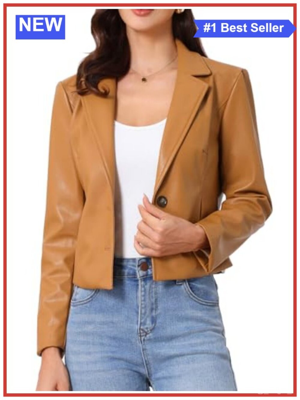 Faux PU Leather Cropped Motorcycle Jacket Button Down Moto